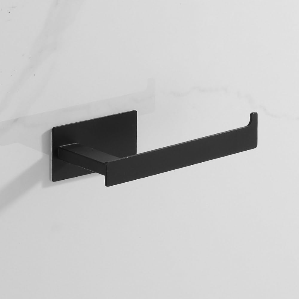 Stainless Steel Matte Black Bath Hardware Set Self-Adhesive Towel Bar Towel Ring Paper Holder Hook Bathroom Accessories,Black 4PCS Set A
