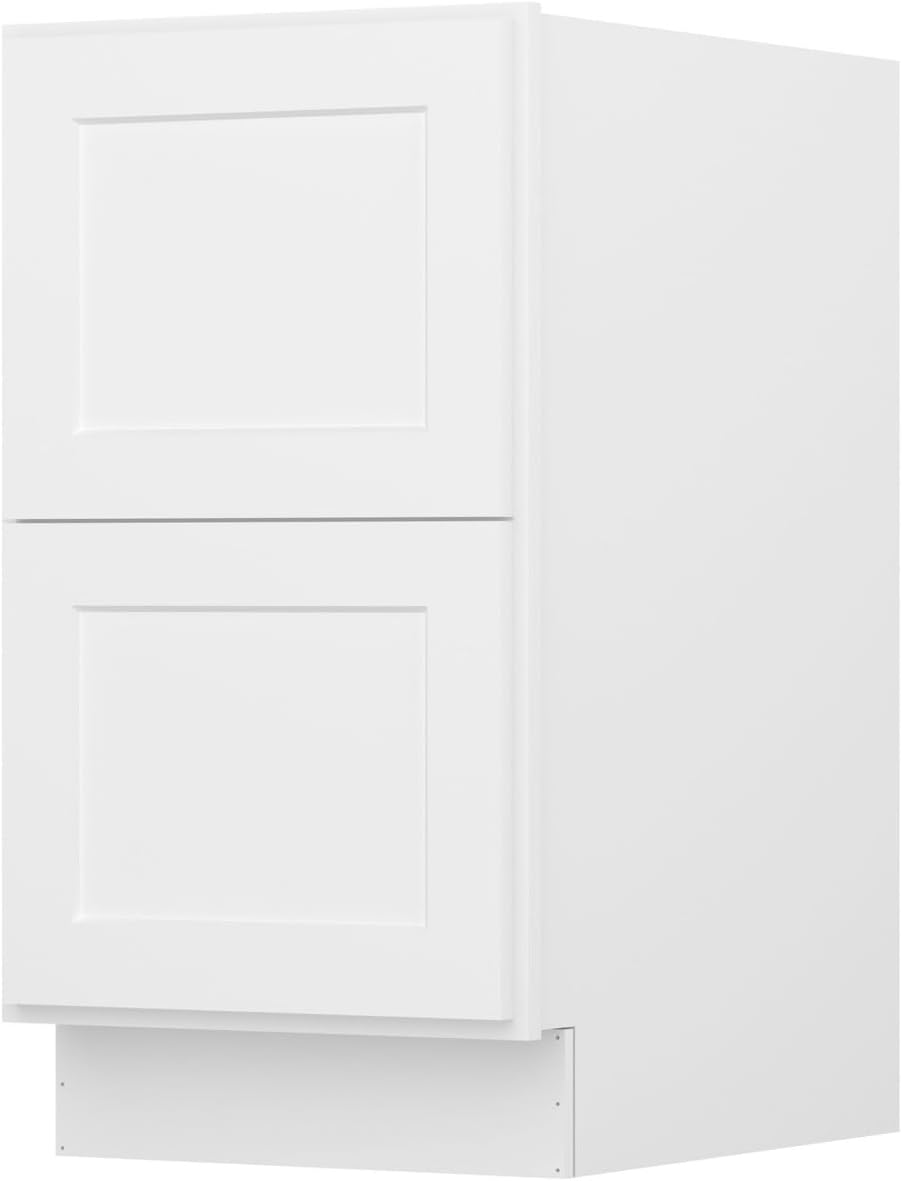 Furinno Shaker Drawer Base Kitchen Cabinet with 2-Drawers, Ready to Assemble, 24 D x 18 W x 34.5 H, White