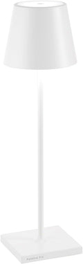 Zafferano, Poldina Pro Lamp, Rechargeable Cordless Table Lamp with Touch Controls, Suitable for Indoor and Outdoor, Dimmer, 2200-3000 K, Height 14.9 Inches, White Color