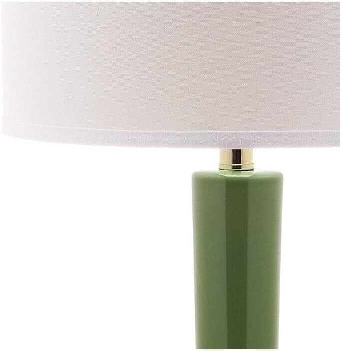 SAFAVIEH Lighting Collection Mae Long Neck Modern Contemporary Green Ceramic 31-inch Bedroom Living Room Home Office Desk Nightstand Table Lamp Set of 2 (LED Bulbs Included)