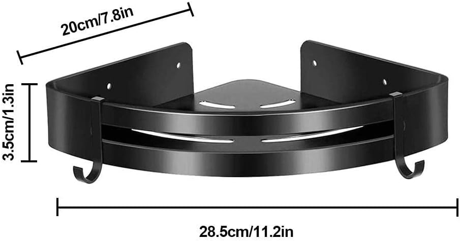 Corner Shower Caddy Bathroom Shelves, Bathroom Shelf, Triangle Towel Shower Storage Rack, Black Corner Shelves, Wall Mounted Aluminum Holder, No Drill Organizer（Black