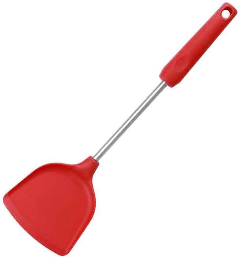 Kitchen Spatula Heat Resistant Silicone and Stainless Steel - Slotted Spatula Rubber Grip Flexible Silicone Spatula(white-Dinosaur Doodle4)