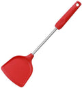 Kitchen Spatula Heat Resistant Silicone and Stainless Steel - Slotted Spatula Rubber Grip Flexible Silicone Spatula(white-Dinosaur Doodle4)