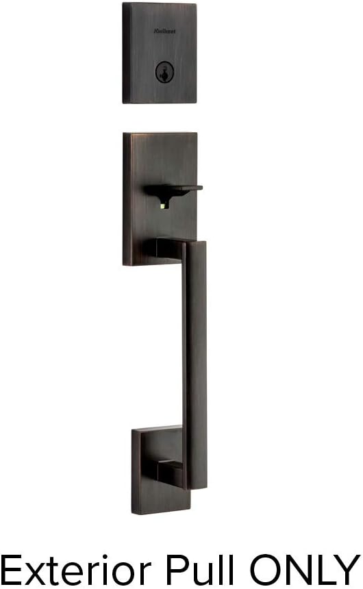 Kwikset San Clemente Front Door Lock Handle and Deadbolt Set, Entry Handleset Exterior Only, Venetian Bronze, Pick Resistant SmartKey Rekey Deadbolt Security, Interior Sold Separately