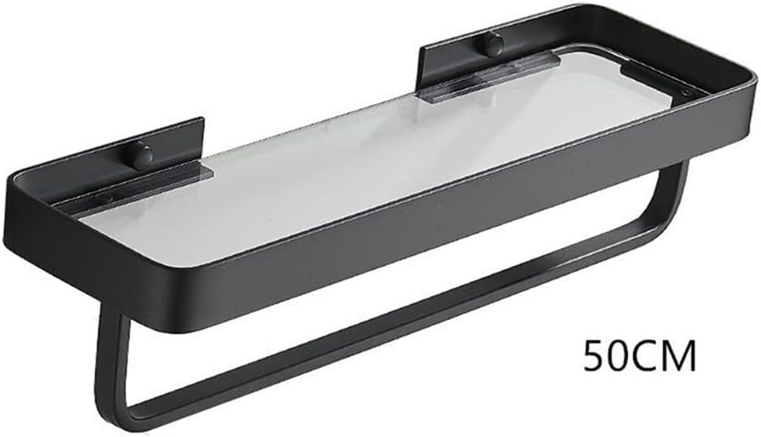 Floating Shelves Shower Caddy Bathroom Shelf Bathroom Shelf Bath Shower Shelf with Bar Aluminum White Glass Shelf Bathroom Corner Shelf Wall Mounted Kitchen STO