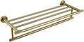 Brushed Gold Bathroom Hardware Accessories Set Knurled Brass Kit with Towel Bar Towel Ring Robe Hook Paper Holder and Toilet Brush (Towel Shelt 60)