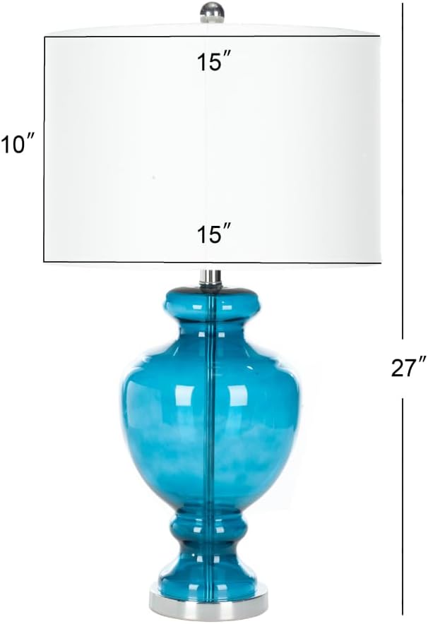 SAFAVIEH Lighting Collection Morocco Blue Glass 28-inch Bedroom Living Room Home Office Desk Nightstand Table Lamp Set of 2 (LED Bulbs Included)