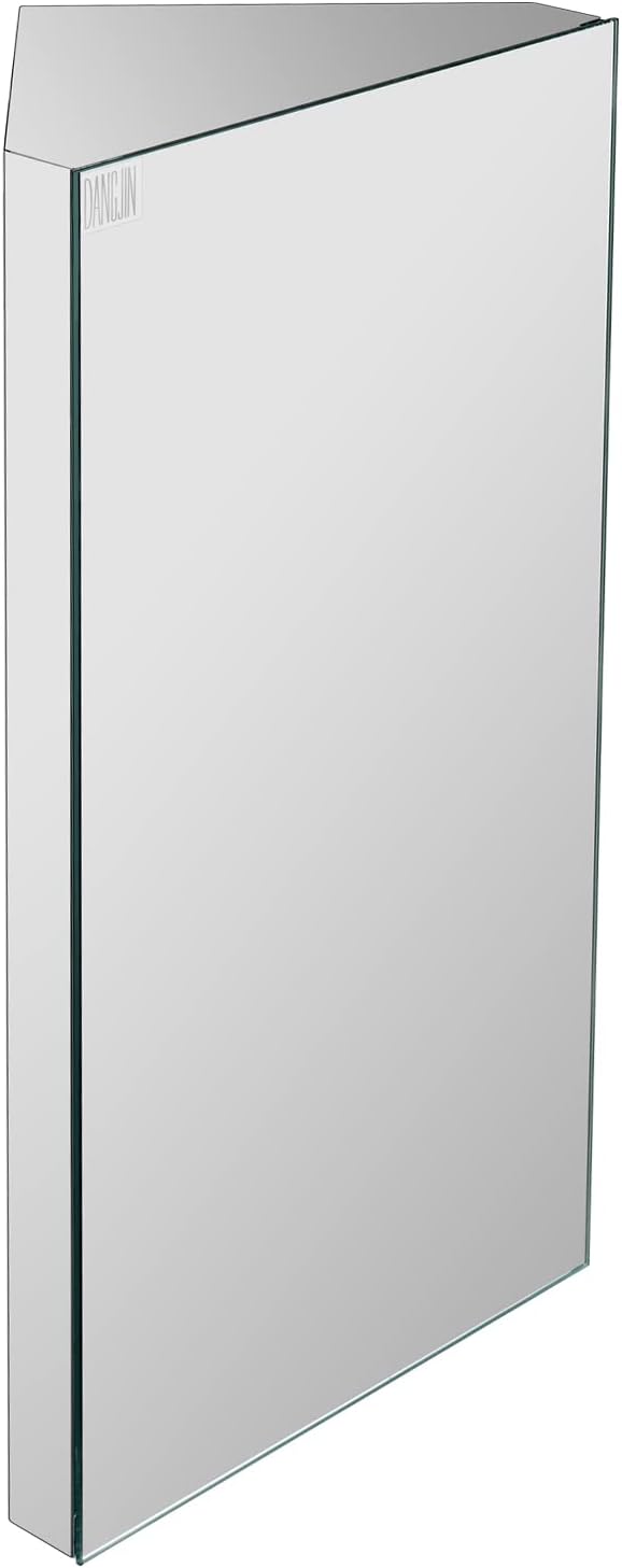 24-inch 304 Stainless Steel Corner Medicine Cabinet with Mirror | Wall-Mounted Bathroom Storage Cabinet, 3 Shelves, Space-Saving Design