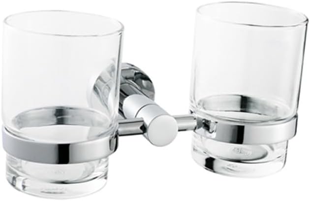 Chrome Bathroom Hardware Sets Stainless Steel Toilet Brush Holder WC Roll Paper Towel Bar Shelf Shower Soap Dish Wall Robe Hooks,Double Cup Holder