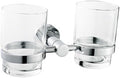 Chrome Bathroom Hardware Sets Stainless Steel Toilet Brush Holder WC Roll Paper Towel Bar Shelf Shower Soap Dish Wall Robe Hooks,Double Cup Holder