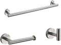 Round Bathroom Accessories Stainless Steel Brushed Toilet Paper Holder Towel Ring Robe Hook Towel Rail Bar Bathroom Hardware,3 Piece Set