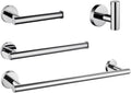 Bathroom Hardware Set Round Towel Bar Toilet Paper Holder Towel Ring Robe Hook Stainless Steel,4 Piece kit 50cm