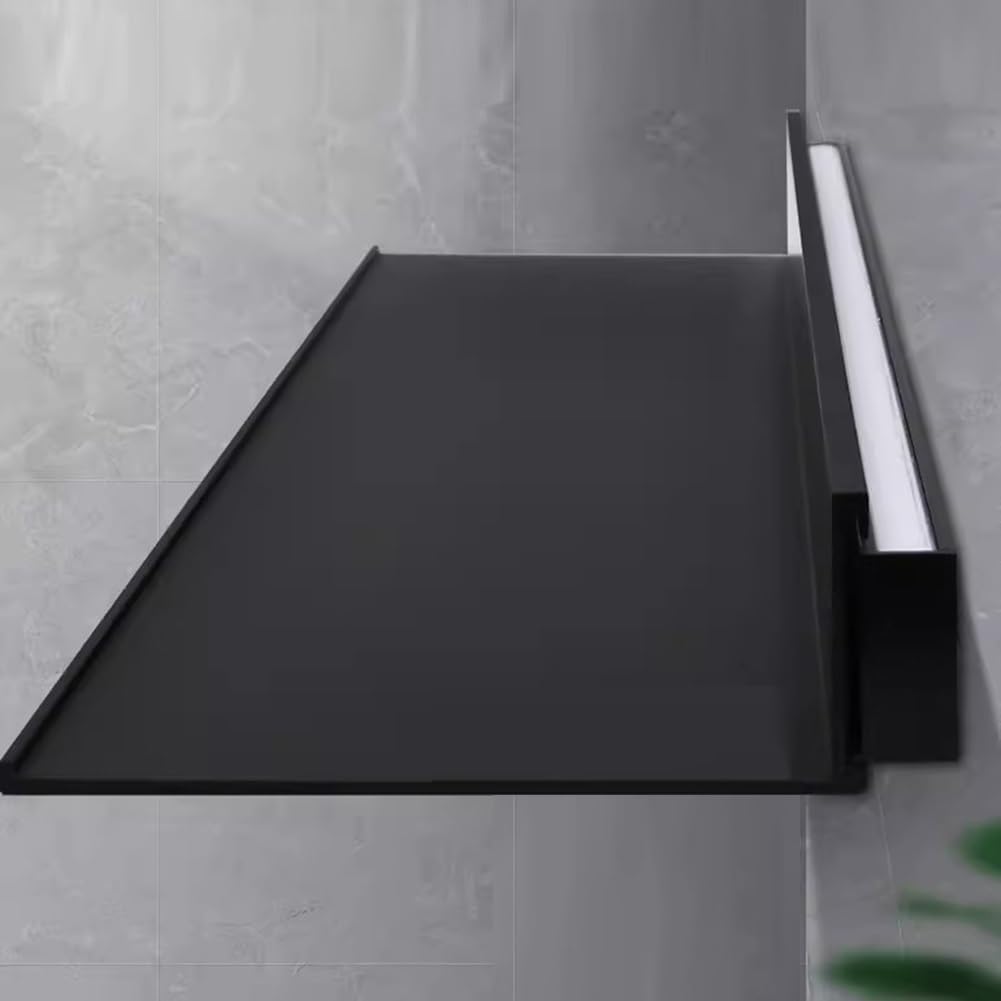 Floating Display Shelf With Built-in Illuminated LED Light And Transformer, Metal Wall Mounted Light-Emitting Bookshelf, Wall Decor, Lighted Display Stand ( Color : Black , Size : 1PCS-40x20cm )