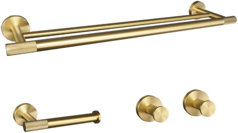 Golden Towel Rack Towel Bar Ring Brushed Gold Hardware Set Robe Coat Hook Toilet Tissue Paper Holder Bathroom Accessories Kit,4 Pieces Set C