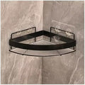 Adhesive Floating Shower Shelves - Wall Mounted Corner Organizer, No Drill Acrylic Caddy with Metal Fence, Stylish Black/Gold for Bathroom Storage Solutions