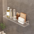 Acrylic Corner Shower Caddy with Towel Shelf - Wall Mounted Bathroom Orgafor Cosmetic and Skin Products - Floating Shelf for Dressing Table and Kitche(Gold with Rod-40Cm)
