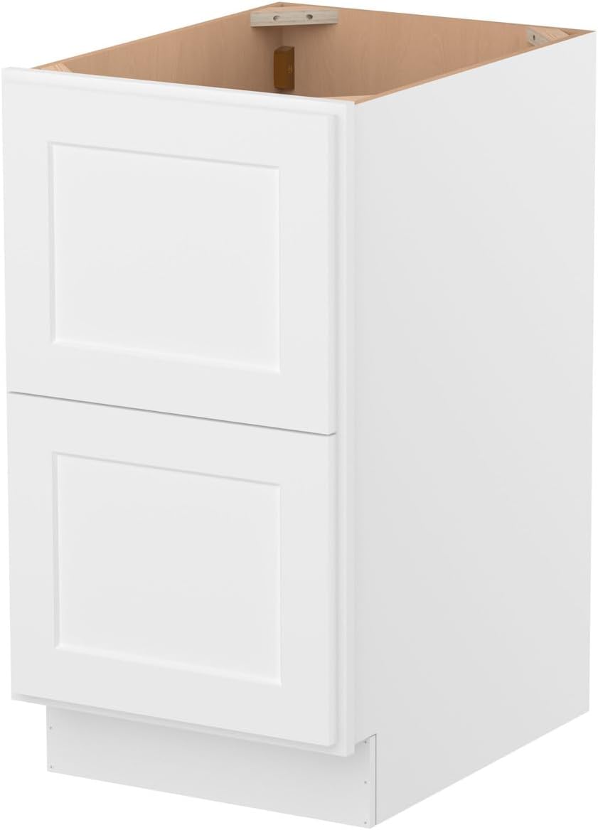 Furinno Shaker Drawer Base Kitchen Cabinet with 2-Drawers, Ready to Assemble, 24 D x 18 W x 34.5 H, White