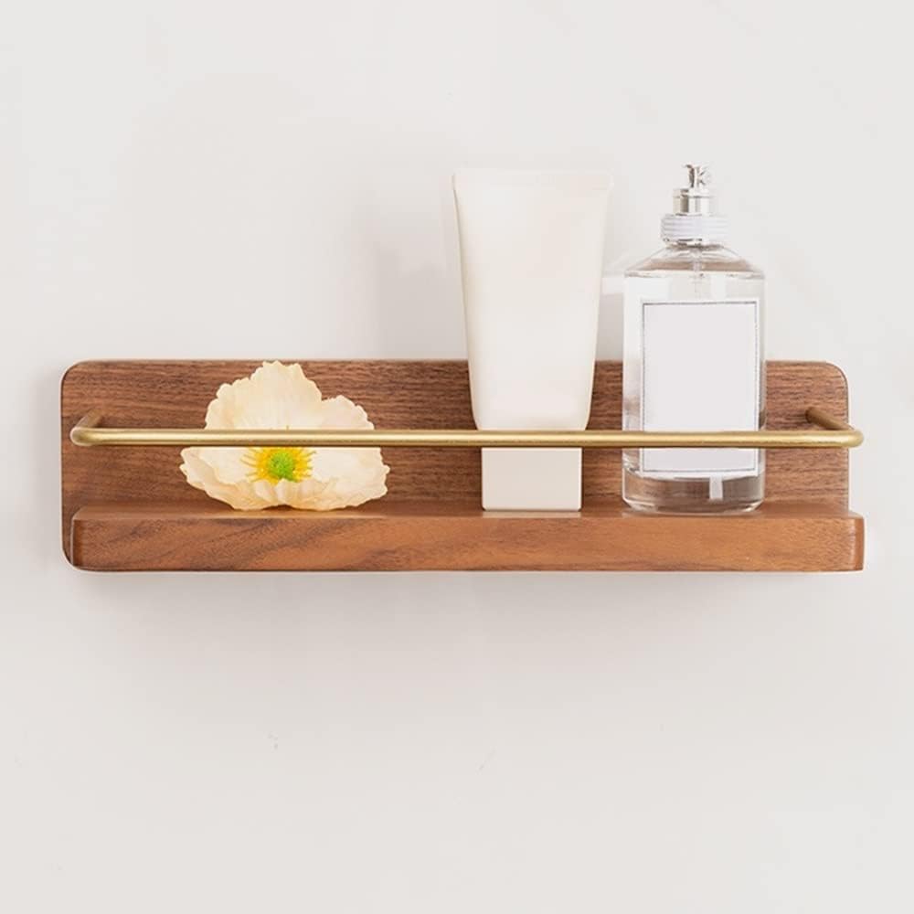 Floating Corner Shower Shelf Wall Mounted Solid Wood nizer Rack for Bathroom Storage Nail Free Bathtub Shelf Multifunctional Towel & Shampoo Holderr 30Cm (30Cm)