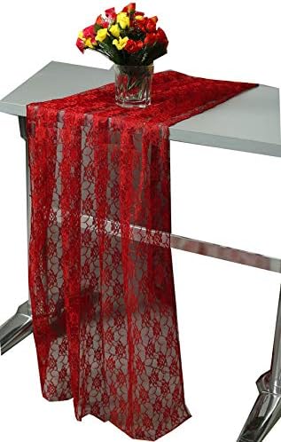 VDS Table Runner Lace Runner for Wedding Reception Party Table Decoration 27 x120 Inch (Pack of 15 Apple Red)