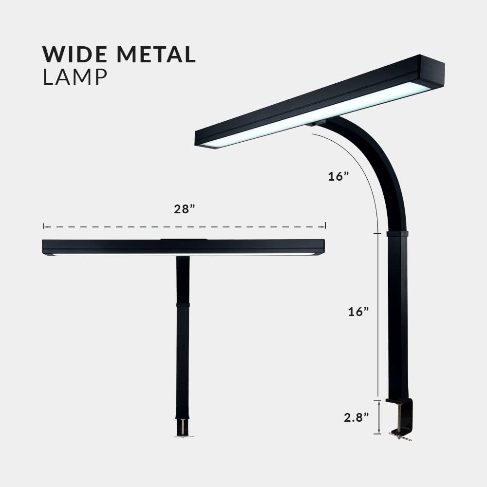 Neatfi 3,000 Lumens LED Desk Lamp with Clamp | Dimmable | 5 Brightness Levels & 5 Light Modes | Memory Function | Eye-Caring Flexible Lamp for Home & Office (28 Inches, Black)