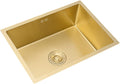 Kitchen Single Bowl Sink Counter Square Sink 304 Stainless Steel Bathroom Sink with Drain Pipe Drop-in Or Undermount (Gold 45×40cm)