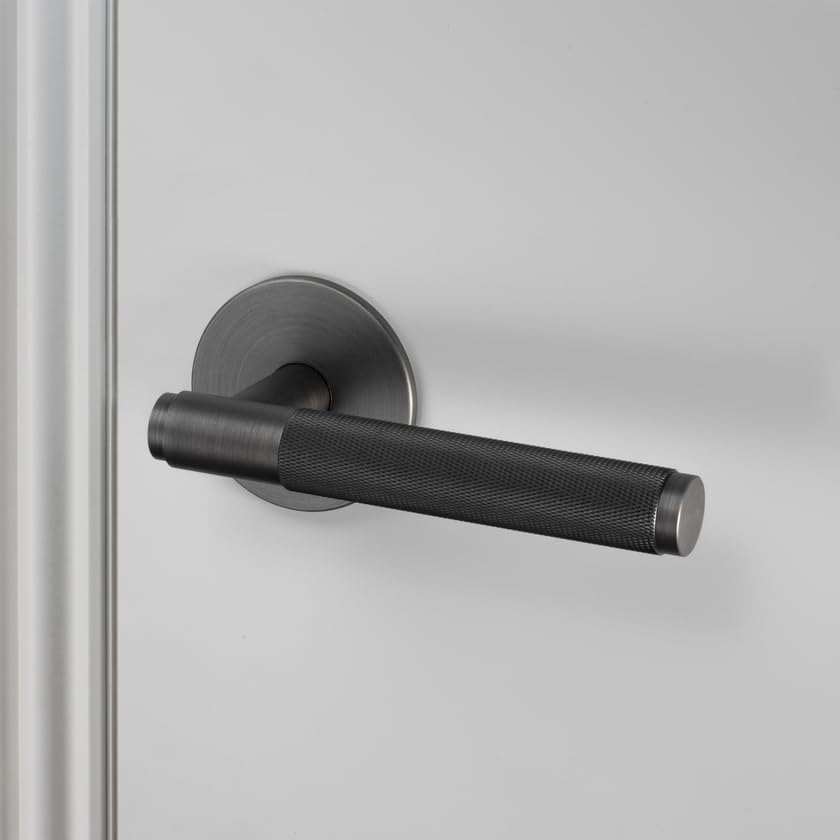 Buster and Punch Door Handle Set Passage Cross Knurl Smoked Bronze