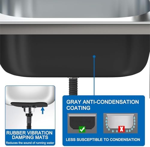 Freestanding Utility Sink,Freestanding Stainless Steel Sink,Large Kitchen Sink with Workbench, Outdoor Single Bowl Sink Mobiles Camping Commercial Sink with(Hot Cold Style-38x33x82cm