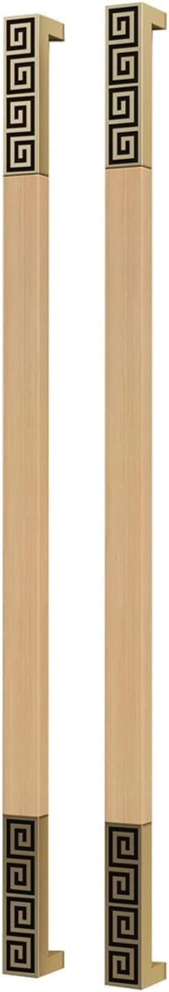 Barn Door Handles Gold,Vintage Sliding Glass Door Pulls Up Bar Double Sided Gate Pole with Fittings Interior Exterior Shed Doors Handle (Natural-80cm/31.5in