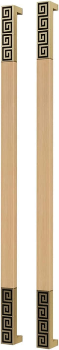 Barn Door Handles Gold,Vintage Sliding Glass Door Pulls Up Bar Double Sided Gate Pole with Fittings Interior Exterior Shed Doors Handle (Natural-100cm/39.4in