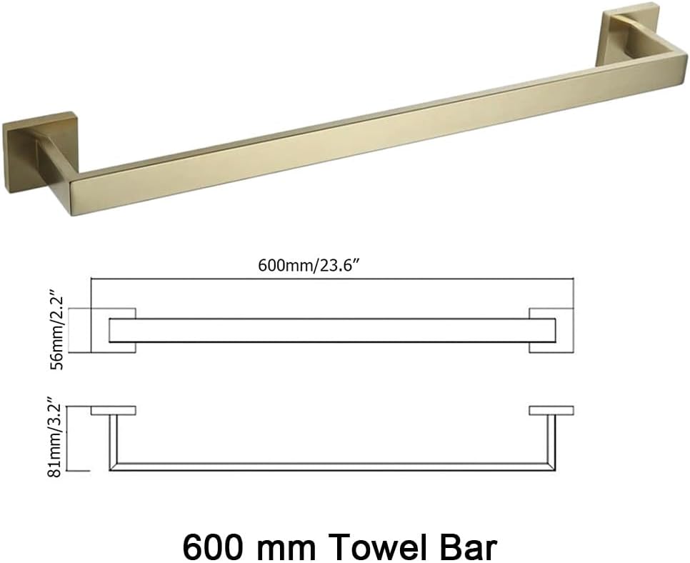 Bathroom Hardware Set Accessories Stainless Steel Black Shelf Robe Hook Hanger Long Towel Rail Bar Rack Tissue Paper Holder,Towel Bar Gold