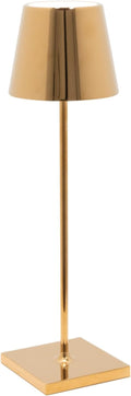 Zafferano, Poldina Pro Lamp with with Glossy Gold Finish, Rechargeable Cordless Table Lamp with Touch Controls, Usable as an Indoor Lamp, Dimmer, 2200-3000 K, Height 14.9 Inches