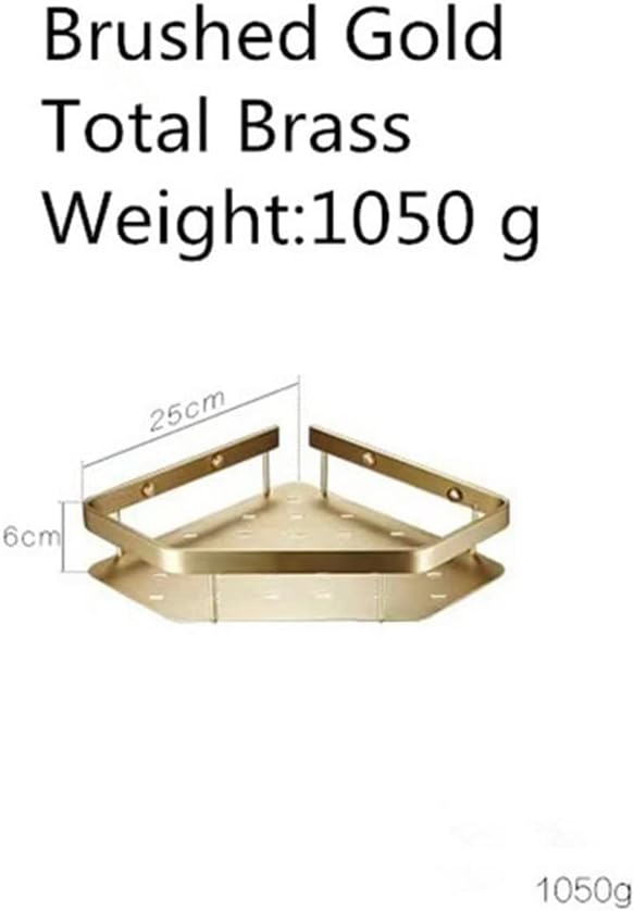 Floating Shelves Shower Caddy Creative Total Brass Brushed Gold Bathroom Corner Shelf Wall Mounted Kitchen Storage Holder Multifunctional Shampoo Shower Gel Seasoning Bottles Holde(2 Tier)