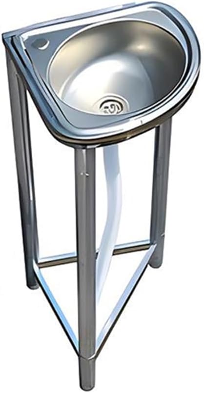 Free Standing Kitchen Sink, Triangular Stainless Steel Sink, Utility Single Bowl Sink with Bracket and Drain Kit, Easy to Clean, for Indoor Garage Backyard,Silvera-46x41x75cm