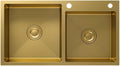 Large Gold Double Bowl Bar Prep Sink Home 304 Stainless Steel Kitchen Sink RV Sink Drop-in Or Undermount (Color : Gold-1, Size : 80x45x22cm) (Gold1 75x40x22cm)