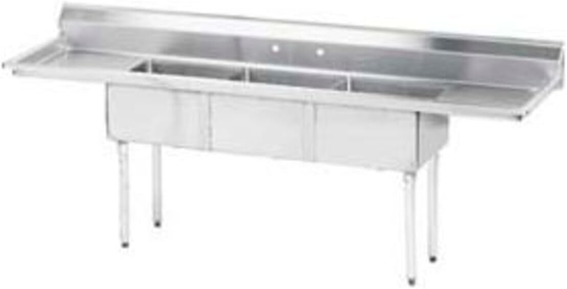 Economy 60' x 20' Triple Fabricated Bowl Scullery Sink