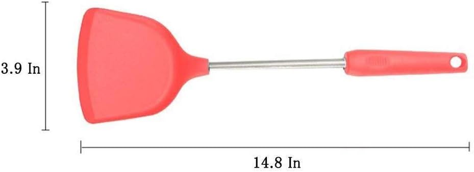 Kitchen Spatula Heat Resistant Silicone and Stainless Steel - Slotted Spatula Rubber Grip Flexible Silicone Spatula(white-Dinosaur Doodle4)