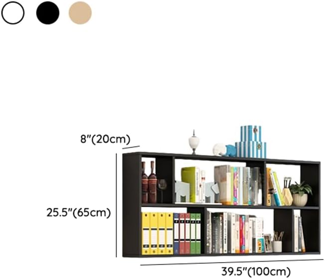 LITFAD 2 Shelves Wall Mounted Book Shelf, Floating Shelf for Wall Storage Modern Simple Open Back Wood Bookcase for Living Room Study Room Office, Light Walnut 39.5' L x 8' W x 25.5' H