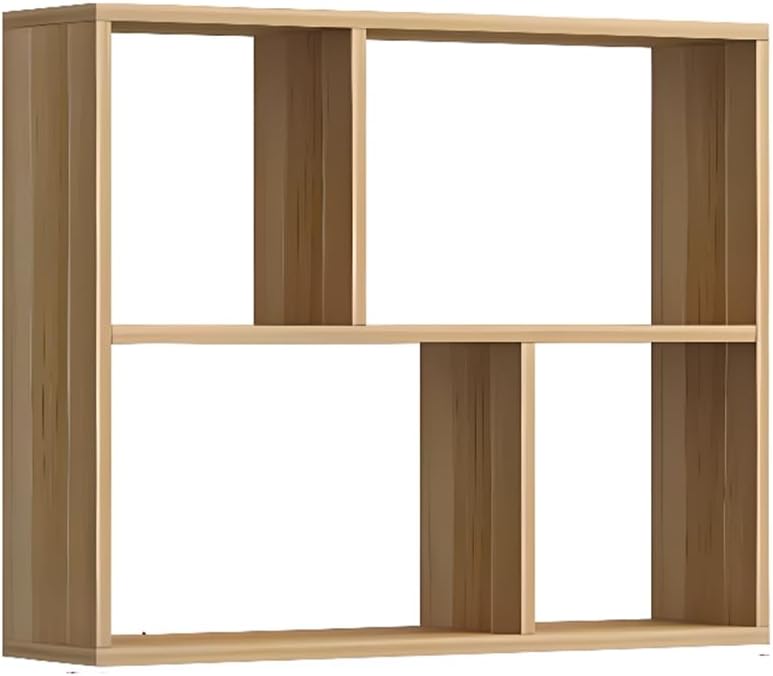 LITFAD 2 Shelves Wall Mounted Book Shelf, Floating Shelf for Wall Storage Modern Simple Open Back Wood Bookcase for Living Room Study Room Office, Light Walnut 31.5' L x 8' W x 25.5' H