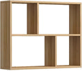 LITFAD 2 Shelves Wall Mounted Book Shelf, Floating Shelf for Wall Storage Modern Simple Open Back Wood Bookcase for Living Room Study Room Office, Light Walnut 31.5' L x 8' W x 25.5' H