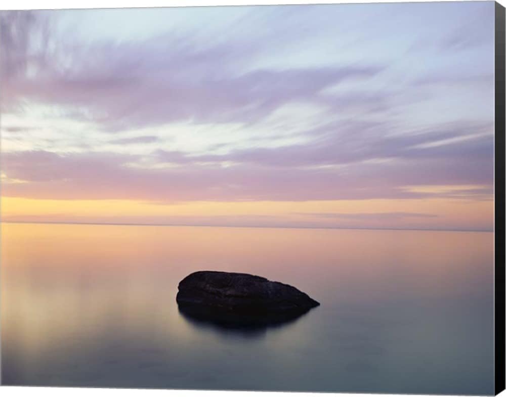 Rock at Sunset by Jim Becia Canvas Art Wall Picture, Museum Wrapped with Black Sides, 15 x 12 inches