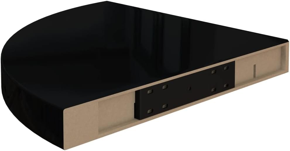 Floating Corner Shelves 4 pcs,Wall Mounted Shelf,Display Ledge,for Storage,Bedroom Living Room Office and More High Gloss Black 13.8'x13.8'x1.5' MDF