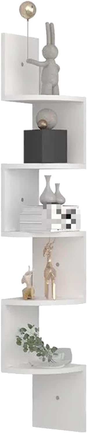 5-Tier Corner Shelf, Wall Mounted Floating Bookshelf for Bedrooms, Bathrooms, Kitchens, Offices, Living Rooms, Fit 90-Degree Wall Corners (B 5 Tier)