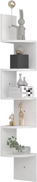 5-Tier Corner Shelf, Wall Mounted Floating Bookshelf for Bedrooms, Bathrooms, Kitchens, Offices, Living Rooms, Fit 90-Degree Wall Corners (B 5 Tier)