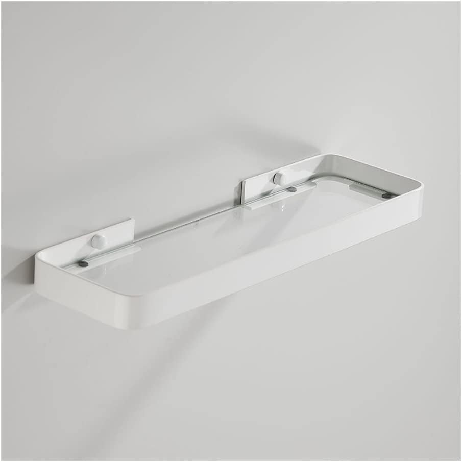 Floating Shelves Shower Caddy Bathroom Shelf Bathroom Shelf Bath Shower Shelf with Bar Aluminum White Glass Shelf Bathroom Corner Shelf Wall Mounted Kitchen STO