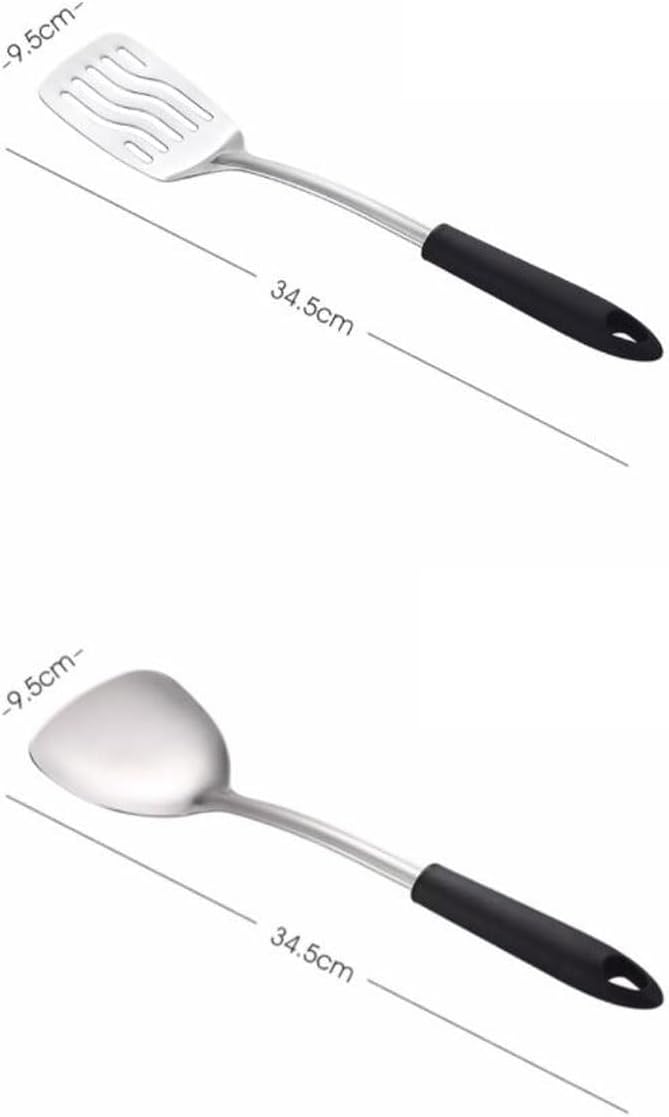 Kitchen Tools Spoons for Cooking Spatulas Cooking Utensils Sets Stainless Steel Spatulas Spoons Cookware Dining 6 Pieces (Black)