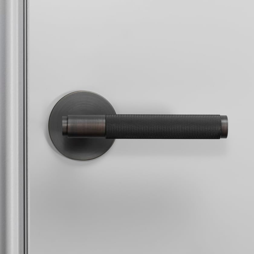 Buster and Punch Door Handle Set Passage Cross Knurl Smoked Bronze