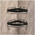 2-Pack Corner Shower Caddy - Wall Mounted Acrylic Storage Rack with Hooks, No Drilling Triangle Shelves, Metal Fence Organizer for Bathroom - Black Shower Shelf