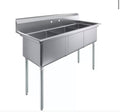 47' 3 Compartment Stainless Steel Utility Sink – Bowl Size 14' x 16' x 14' | NSF Certified Commercial Kitchen Prep Sink
