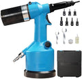Heavy Duty Air Hydraulic Rivet Nut Tool Kit - Powerful Pop Rivet Gun with 7 Replaceable Nozzles & Toolbox - Automatic Air Rivet Hammer for Construction & DIY Projects (Blue)