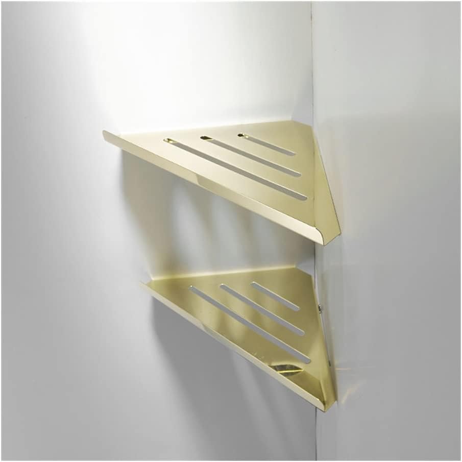 Gold Corner Shower Caddy Stainless Steel Bathroom Shelf Organizer Wall Mounted Floating Shelves for Shampoo Soap Storage Kitchen Spice Rack with Towel Bar Brushed Gold Finish